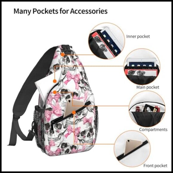 Sling Backpack Crossbody Daypack Adjustable Strap Multi-Pocket Travel Casual